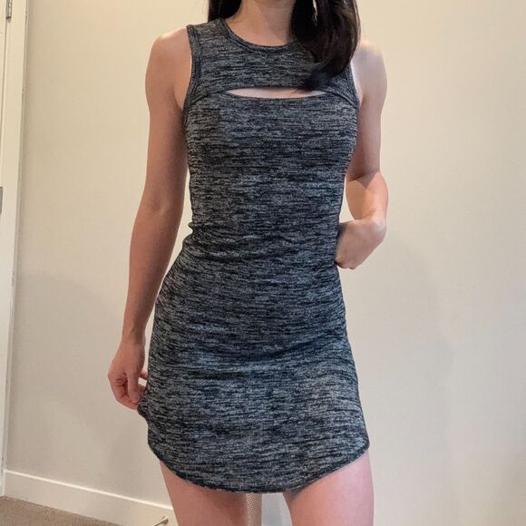 Aritzia Wilfred Free Cut-Out Mini Dress XXS - Heather Black - Picture 1 of 5